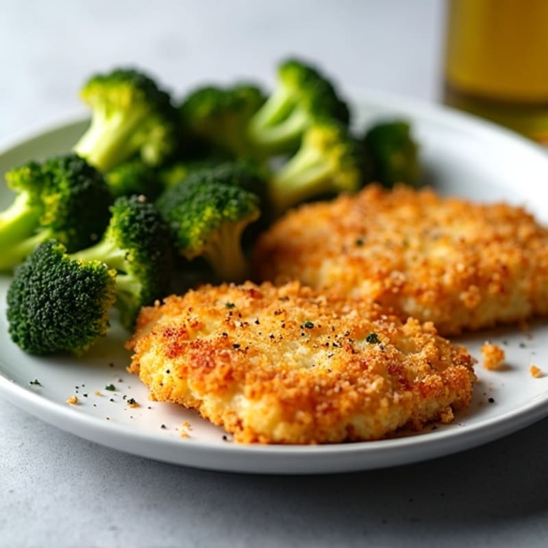 Crispy Baked Parmesan Chicken Cutlets with Roasted Broccoli