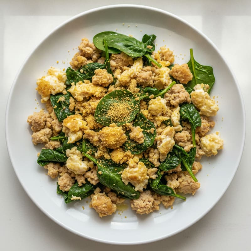 Egg White and Turkey Scramble with Spinach