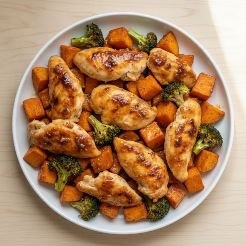 Sheet Pan Honey-Garlic Chicken and Sweet Potatoes