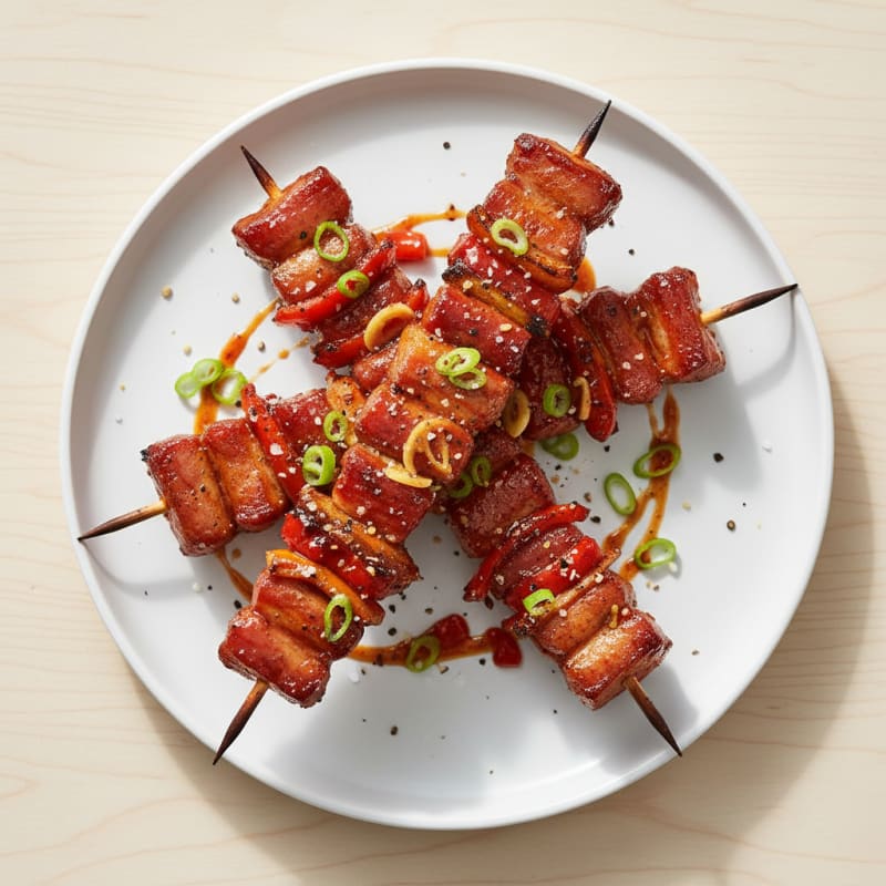 Spicy Gochujang Pork Belly Skewers