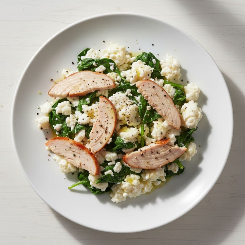 Egg White and Spinach Scramble with Turkey Breast