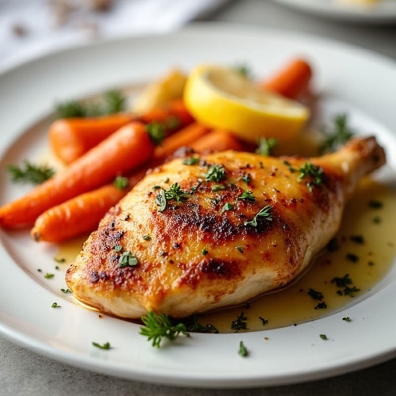 Crispy Lemon Herb Roasted Chicken with Roasted Root Vegetables