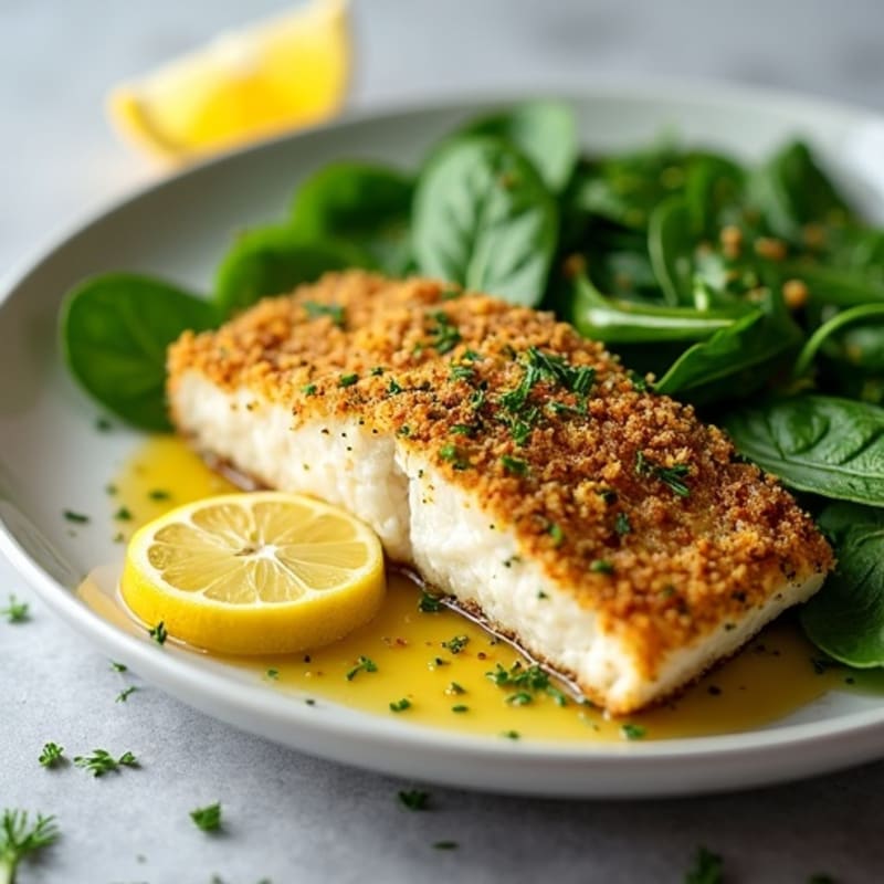 Herb-Crusted Pan Seared Haddock with Lemon