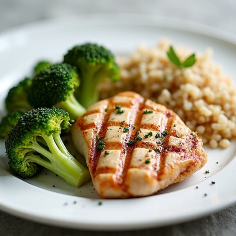Grilled Turkey Breast with Roasted Broccoli and Quinoa