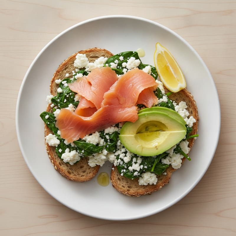 Egg White and Cottage Cheese Scramble with Spinach and Smoked Salmon