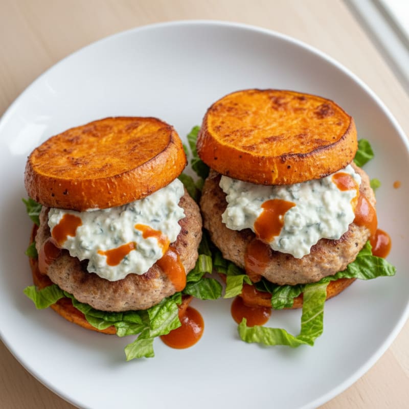 Crispy Buffalo Blue Cheese Burgers