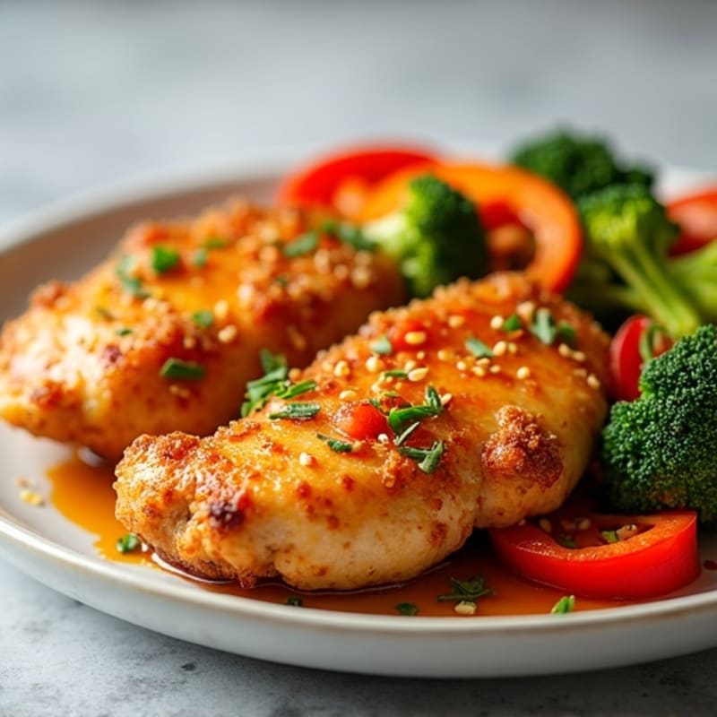 Crispy Sweet and Sour Chicken with Roasted Vegetables