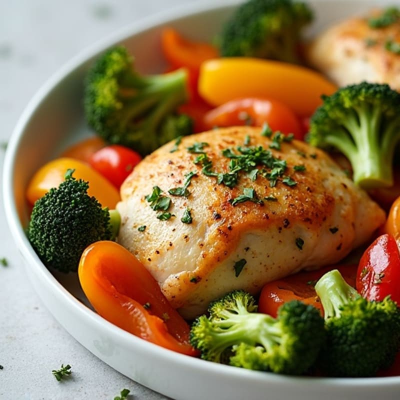 Sheet Pan Lemon Herb Chicken with Roasted Broccoli and Bell Peppers