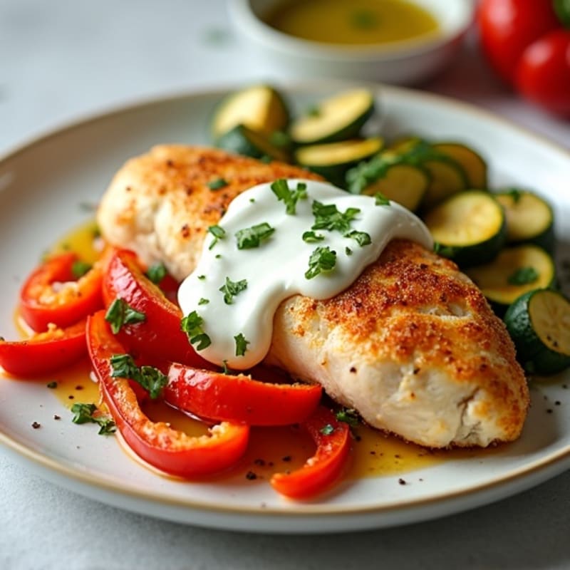Creamy Spiced Chicken with Roasted Vegetables