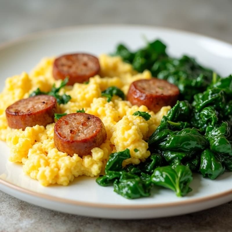 Egg White and Turkey Sausage Scramble with Spinach