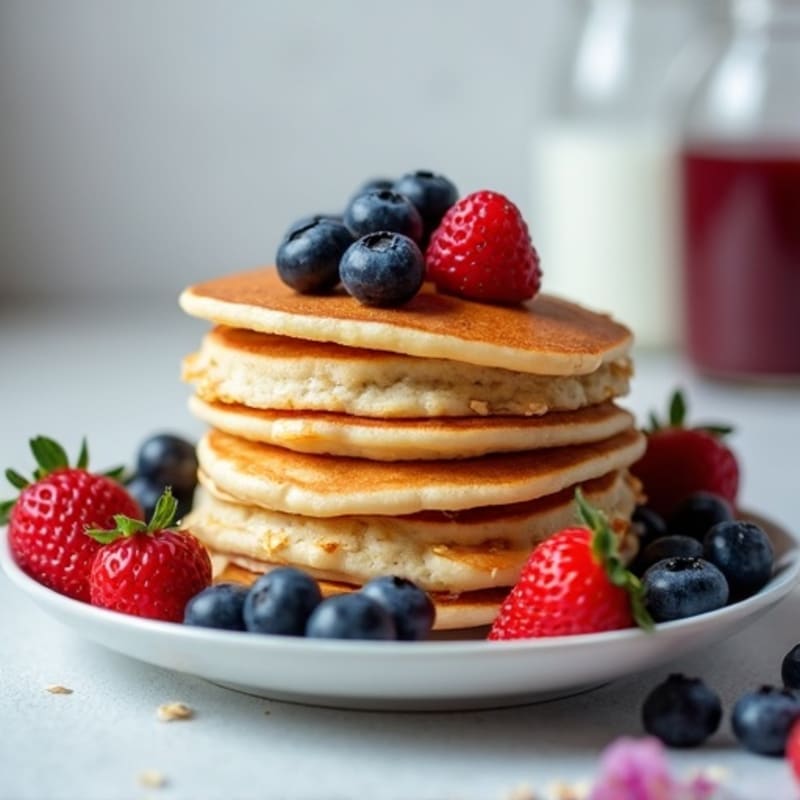 Fluffy Protein Pancakes with Fresh Berries