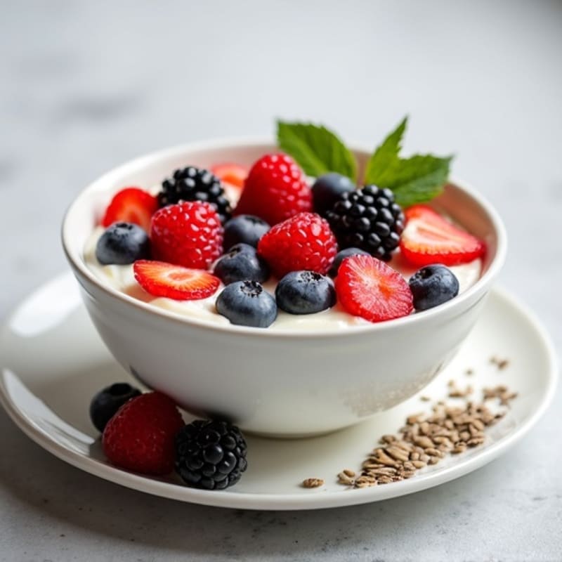 Creamy Greek Yogurt with Fresh Berries and Crunchy Seeds