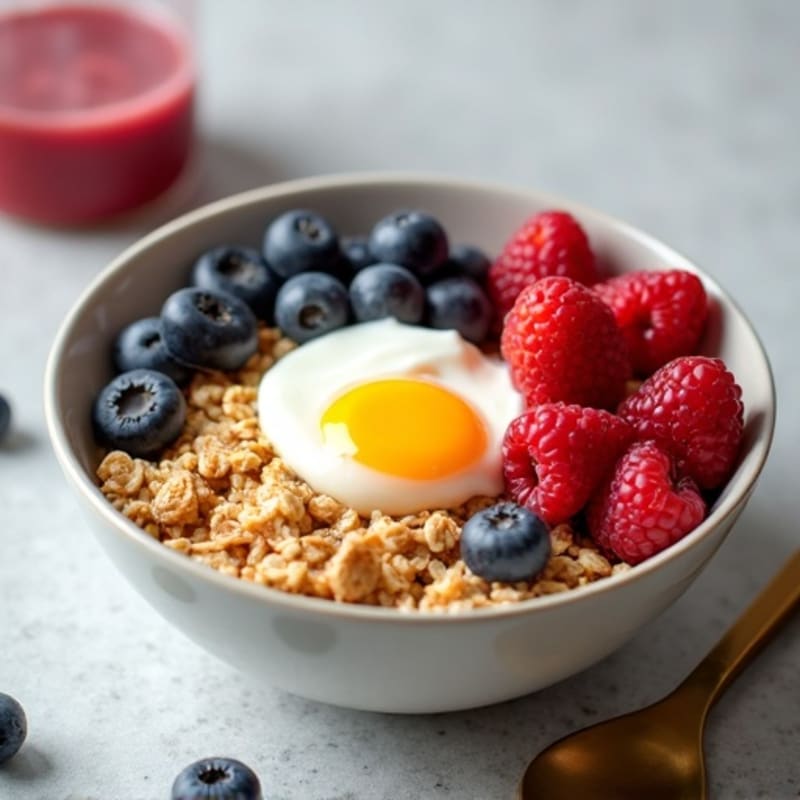 High-Protein Oatmeal Bowl with Egg Whites and Berries