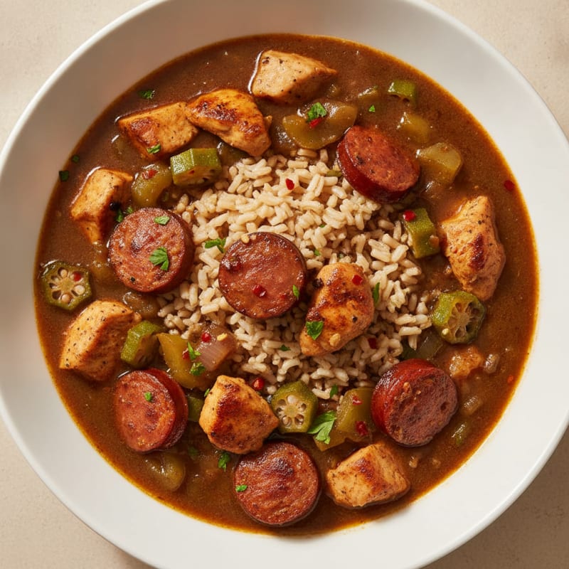 Spicy Creole Chicken and Sausage Gumbo