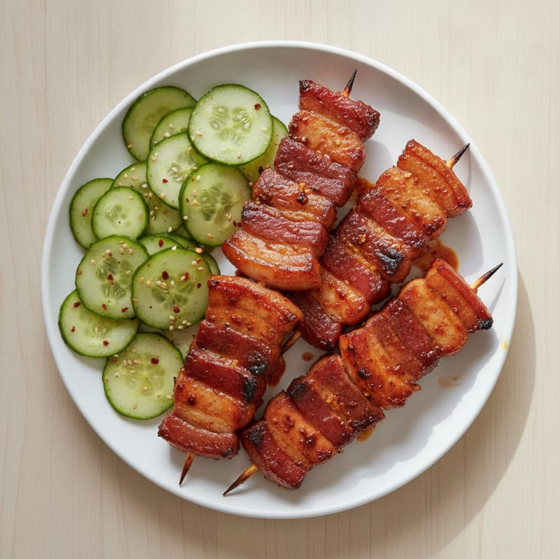 Spicy Gochujang Pork Belly Skewers