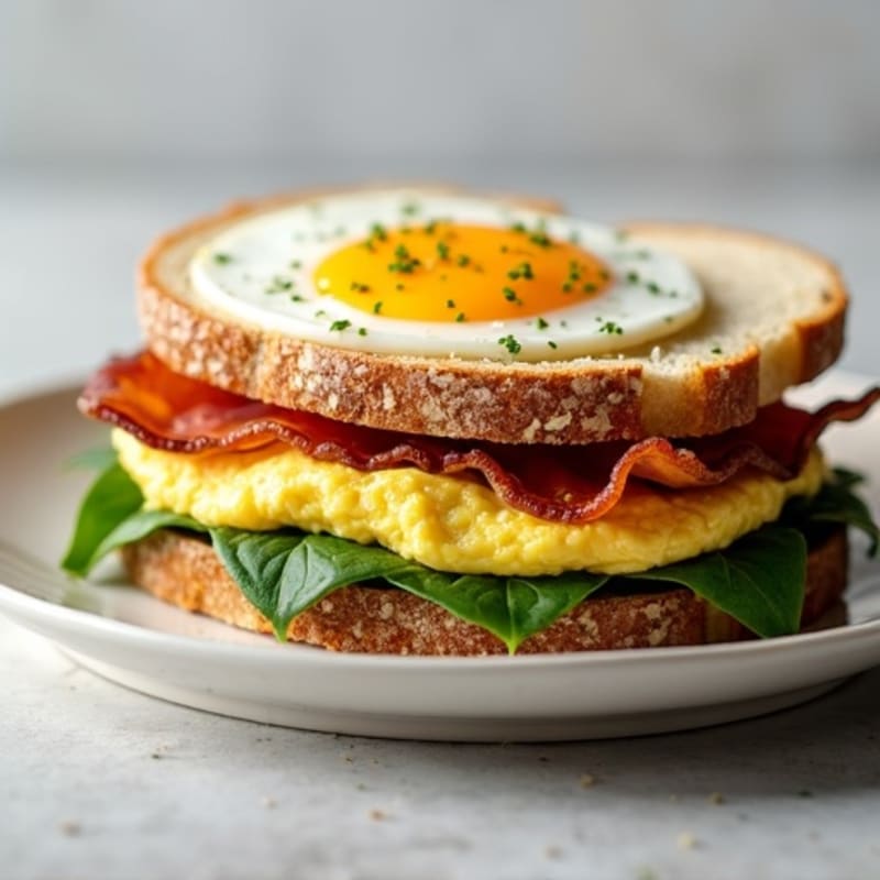Egg White Spinach Sandwich with Turkey Bacon
