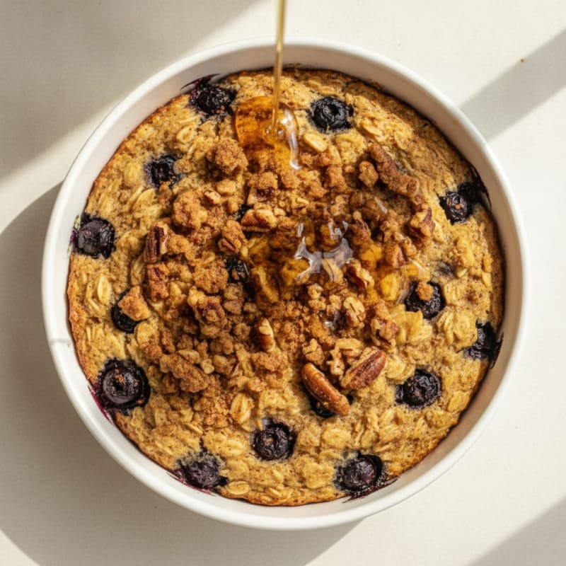 Blueberry Maple Pecan Baked Oatmeal