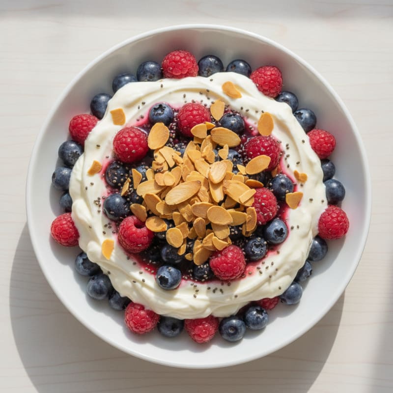 Vanilla Greek Yogurt Protein Parfait with Mixed Berries