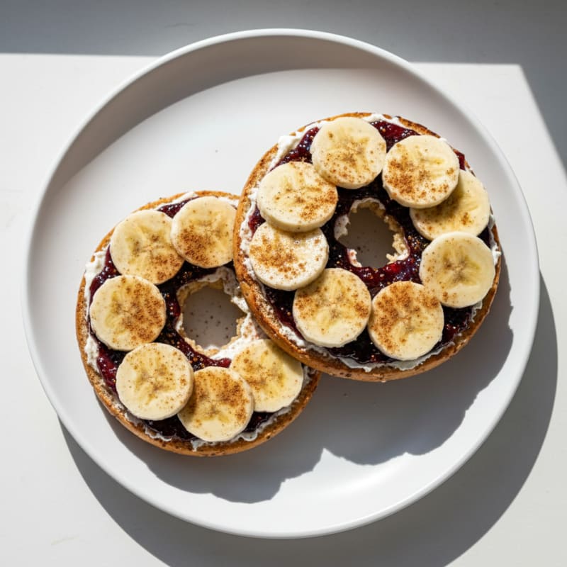 Toasted Bagel with Fig Jam and Banana