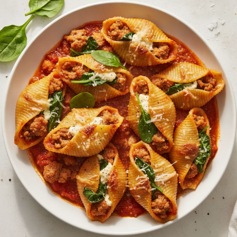Baked Spinach Ricotta Stuffed Shells