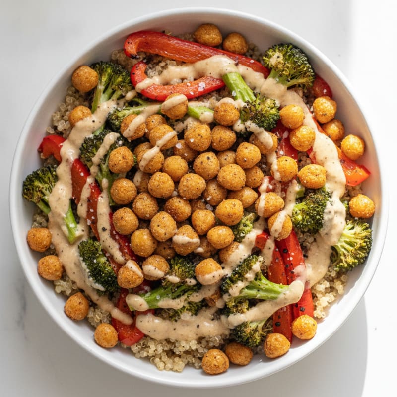 Roasted Vegetable and Chickpea Grain Bowl