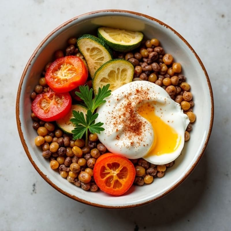 Hearty Spiced Lentil Bowl with Roasted Vegetables