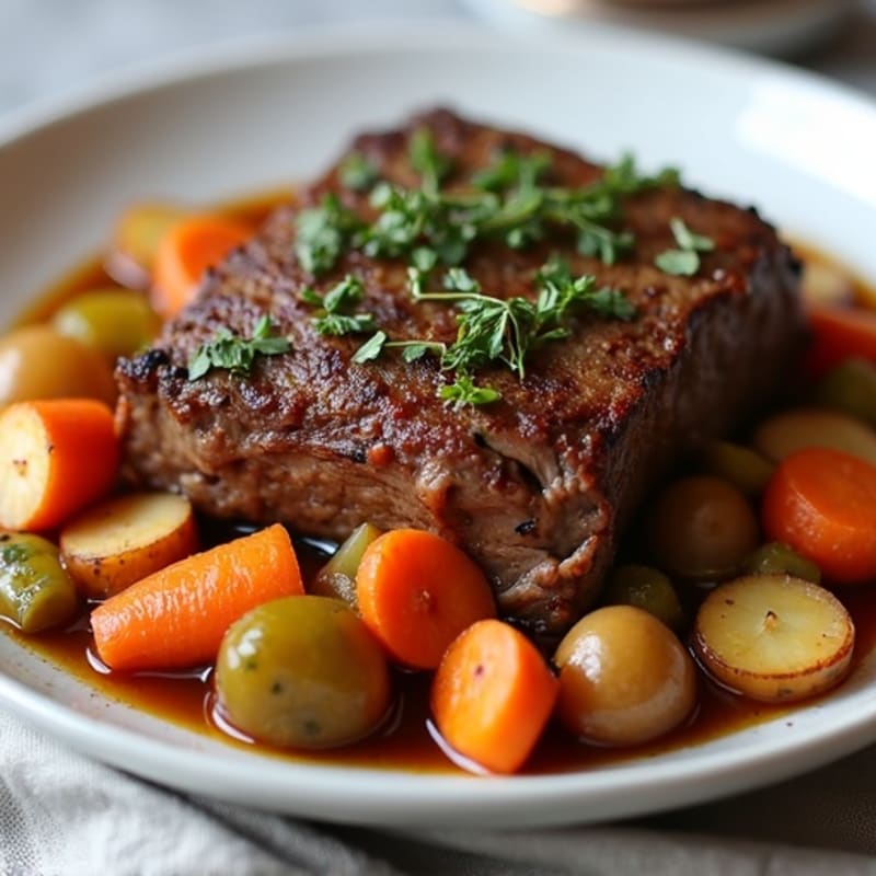 Garlic-Herb Braised Chuck Roast with Root Vegetables