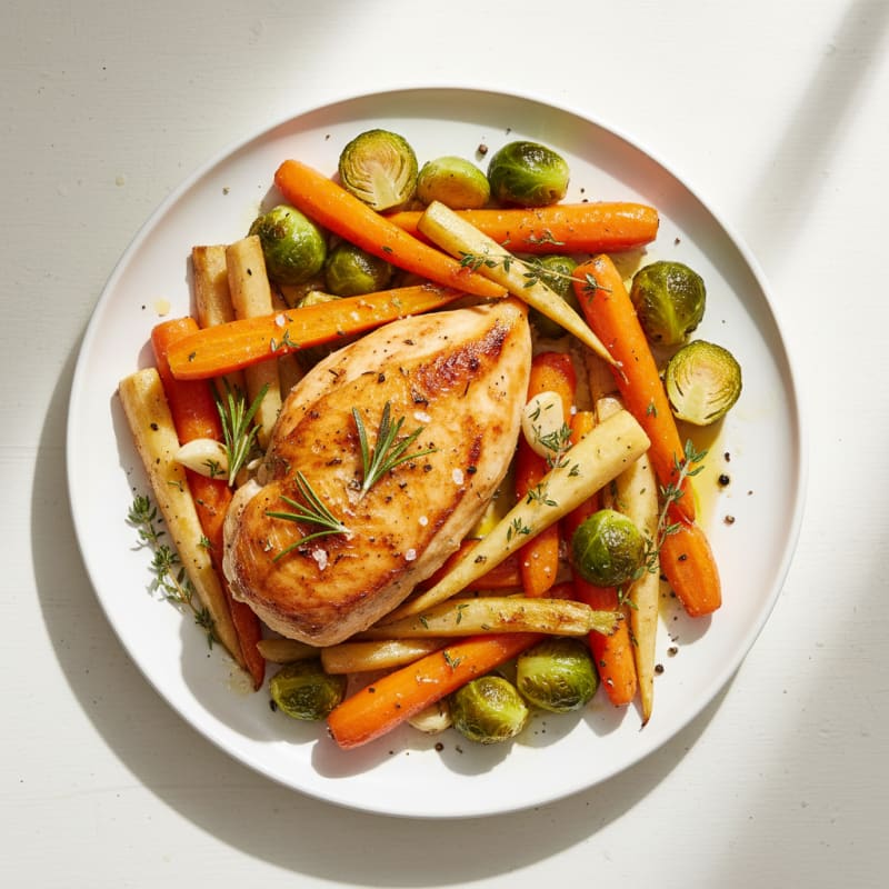 Tender Herb-Roasted Chicken with Root Vegetables