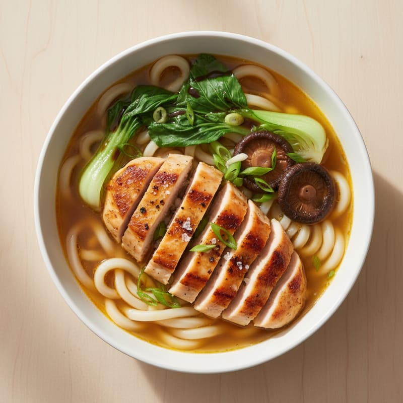 Udon Noodle Soup with Chicken and Vegetables
