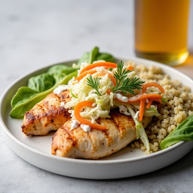 Grilled Chicken Breast with Crunchy Cabbage Slaw