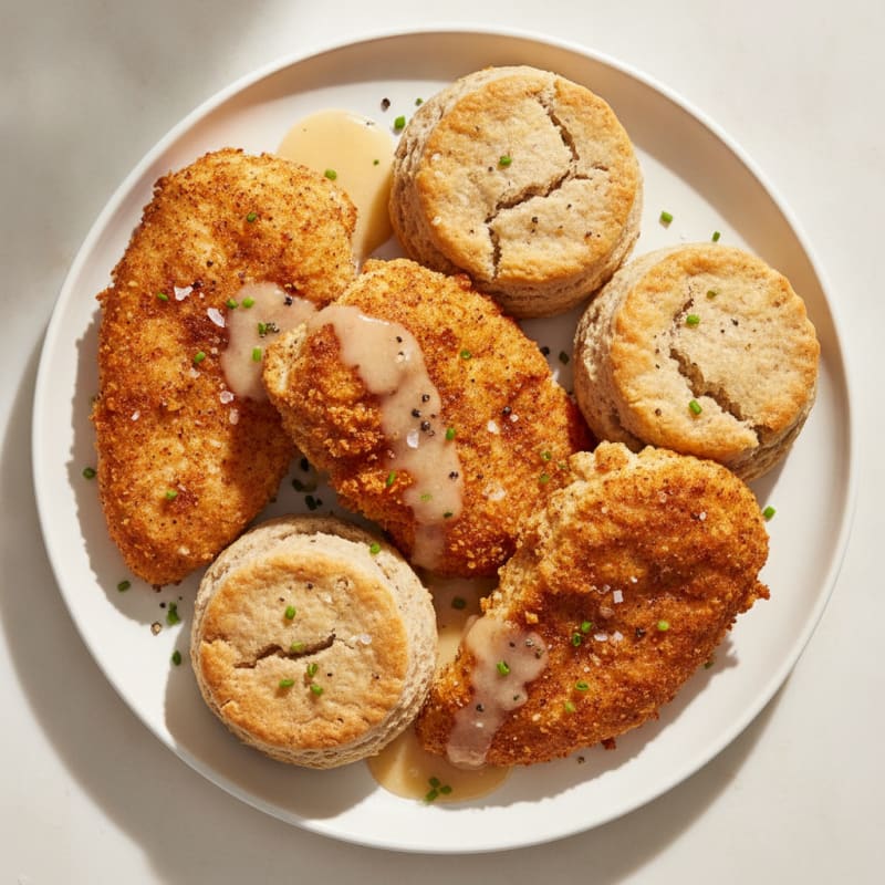 Buttermilk Fried Chicken with Flaky Biscuits