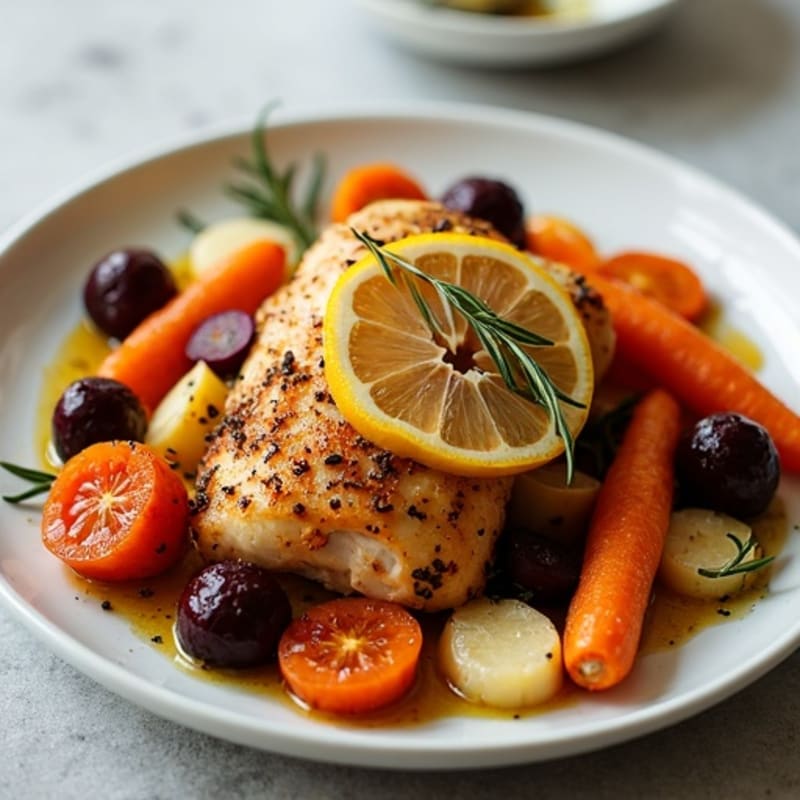 Crispy Lemon-Herb Chicken with Roasted Root Vegetables
