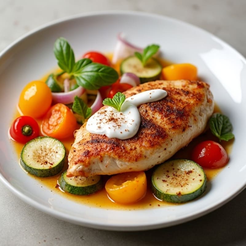 Creamy Spiced Chicken with Roasted Vegetables