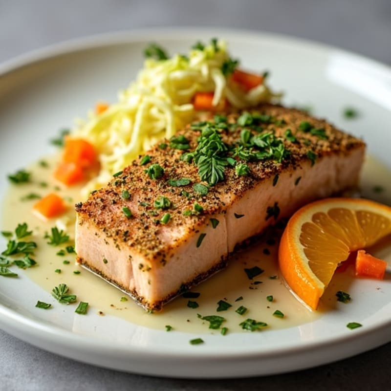 Herb-Crusted Seared Tuna with Citrus Slaw