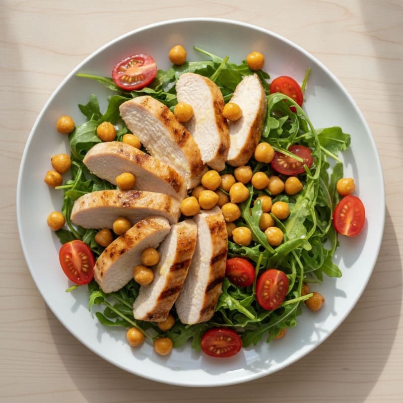Grilled Turkey Breast Salad with Chickpeas and Cherry Tomatoes