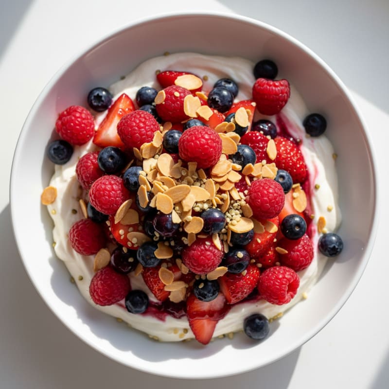 Greek Yogurt Bowl with Mixed Berries and Whey Protein