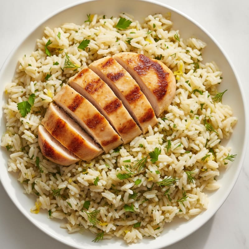Lemon Herb Rice Pilaf with Pan-Seared Chicken