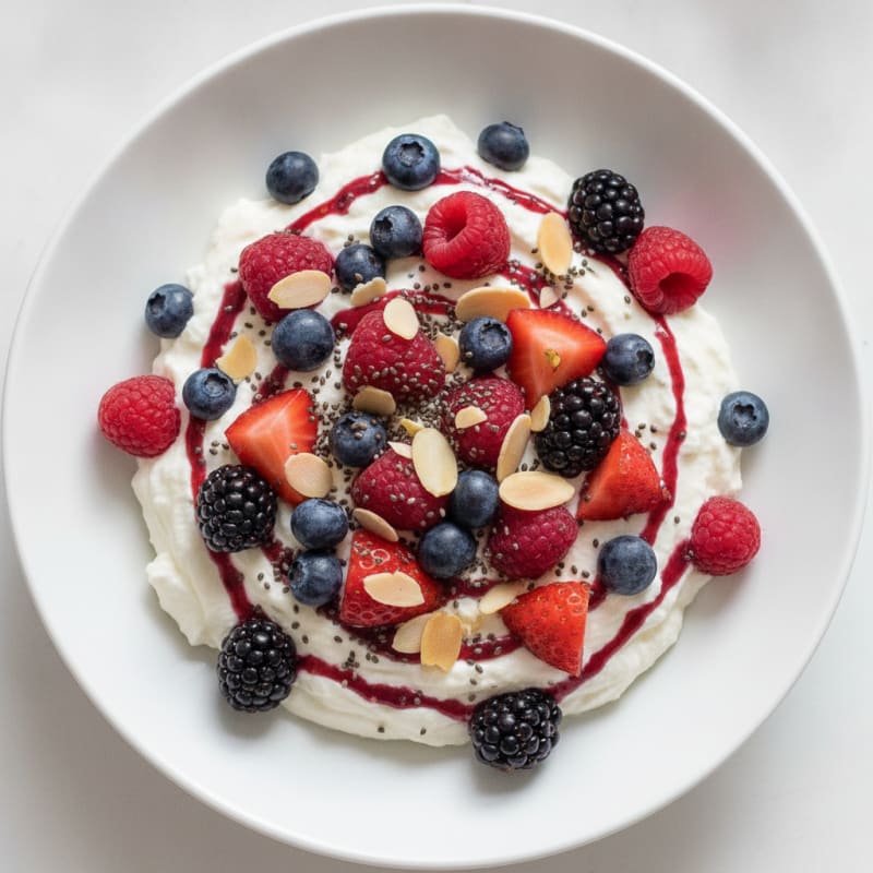 Greek Yogurt Protein Mousse with Mixed Berries