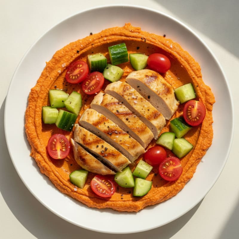 Roasted Red Pepper Hummus Chicken Bowl