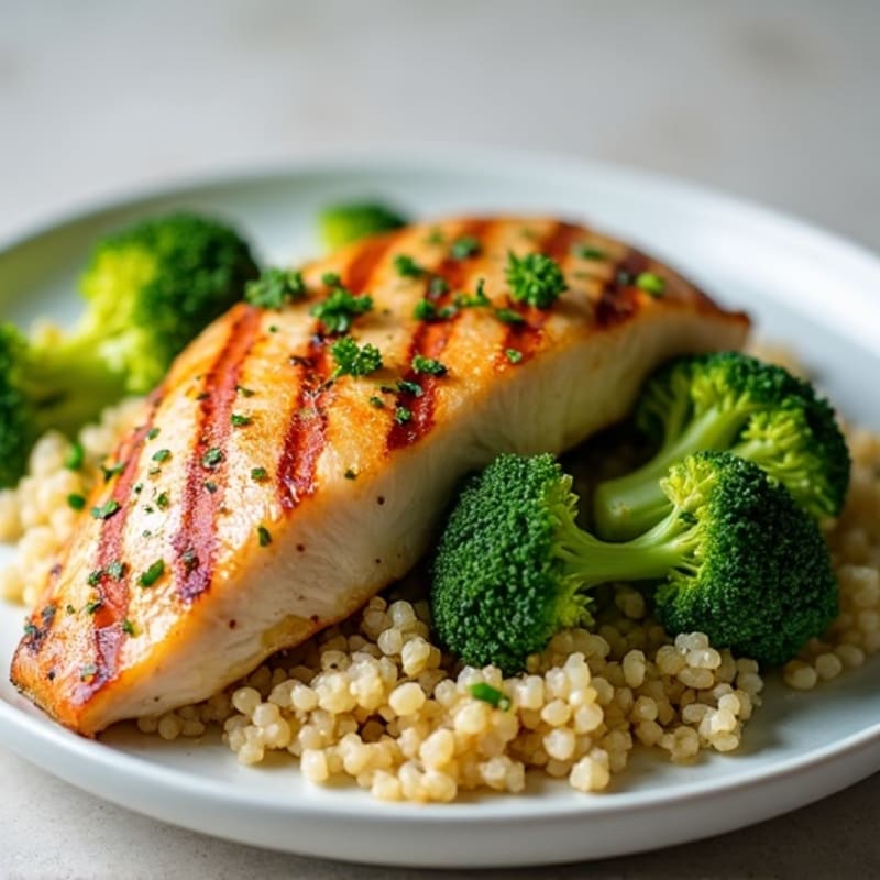 Grilled Chicken Breast with Quinoa and Steamed Broccoli