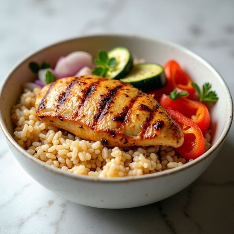 Grilled Chicken and Veggie Rice Bowl
