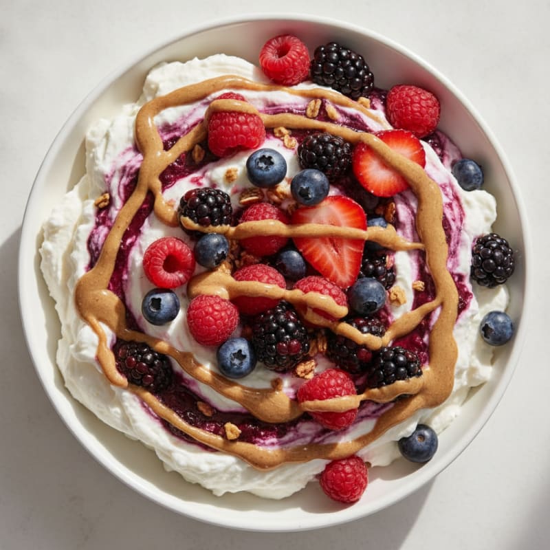Greek Yogurt Protein Mousse with Mixed Berries