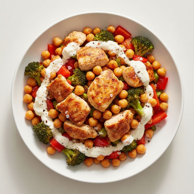 Creamy Roasted Chickpea and Veggie Bowl