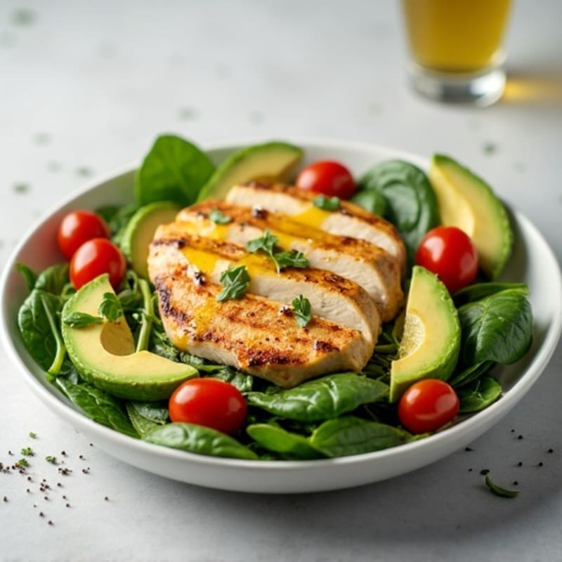 Grilled Chicken Spinach Salad with Lemon Vinaigrette