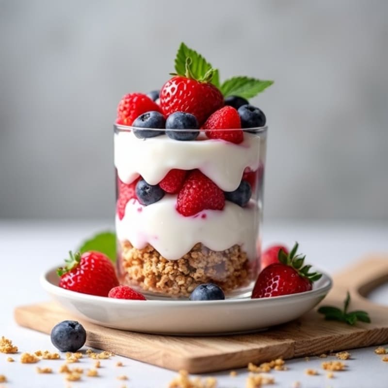 Greek Yogurt Parfait with Mixed Berries and Protein Granola
