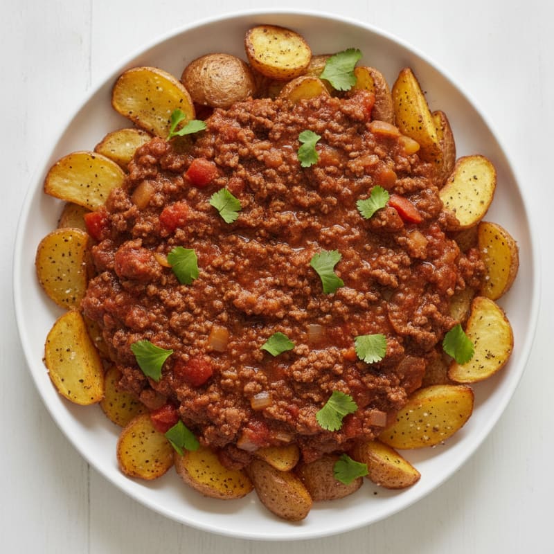 Roasted Potatoes with Chili Beef
