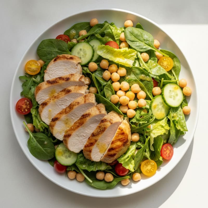 Grilled Turkey Breast Salad with Chickpeas and Lemon Vinaigrette