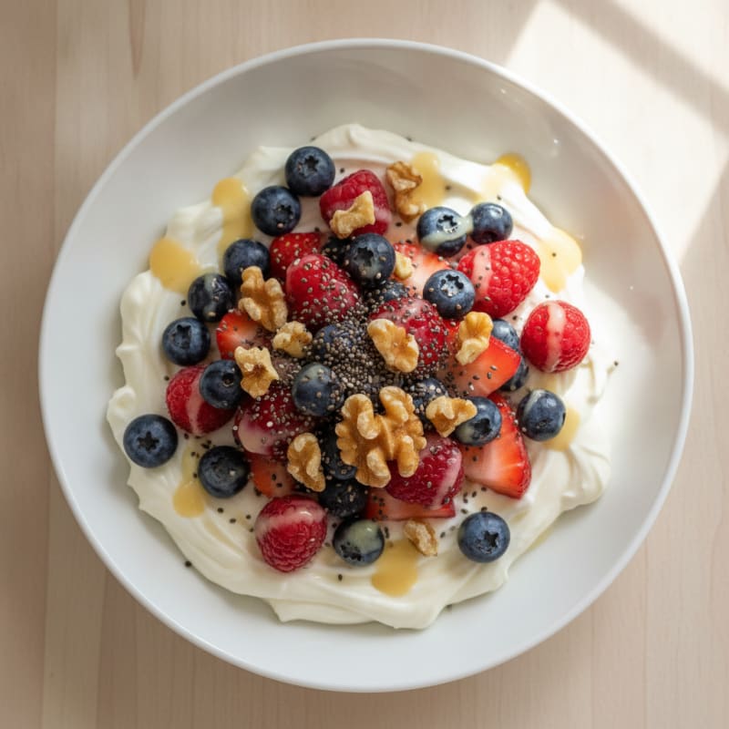 Creamy Greek Yogurt Protein Pudding with Mixed Berries