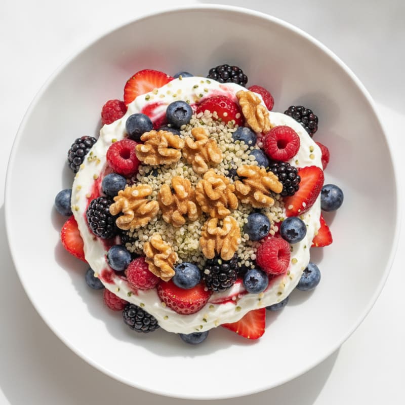 Greek Yogurt Protein Parfait with Mixed Berries