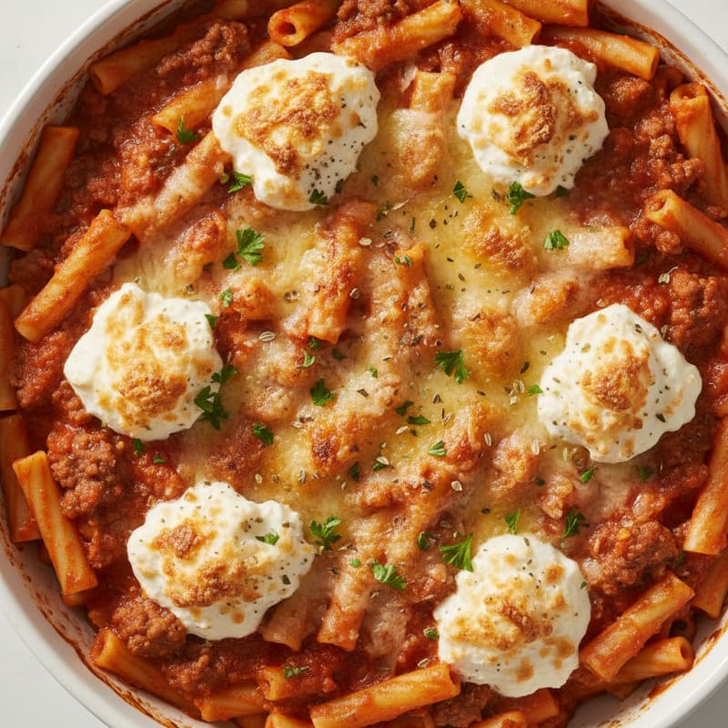 Baked Ziti with Garlic Herb Ricotta